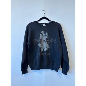 Vintage Steppin Lifestyle Sweatshirt Mens Medium Black Chicago Dance Graphic 90s